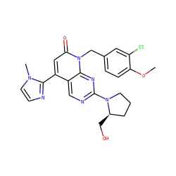 COc1ccc(Cn2c(=O)cc(-c3nccn3C)c3cnc(N4CCC[C@H]4CO)nc32)cc1Cl ZINC000137947848