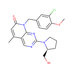 COc1ccc(Cn2c(=O)cc(C)c3cnc(N4CCC[C@H]4CO)nc32)cc1Cl ZINC000034342064