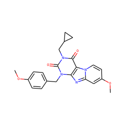 COc1ccc(Cn2c(=O)n(CC3CC3)c(=O)c3c2nc2cc(OC)ccn23)cc1 ZINC001772632088