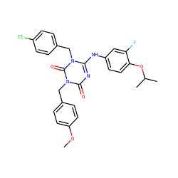 COc1ccc(Cn2c(=O)nc(Nc3ccc(OC(C)C)c(F)c3)n(Cc3ccc(Cl)cc3)c2=O)cc1 ZINC000200510346