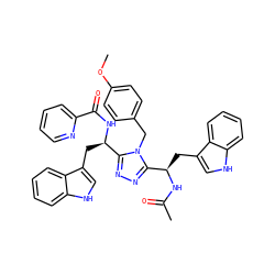COc1ccc(Cn2c([C@@H](Cc3c[nH]c4ccccc34)NC(C)=O)nnc2[C@@H](Cc2c[nH]c3ccccc23)NC(=O)c2ccccn2)cc1 ZINC000096173883