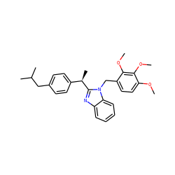 COc1ccc(Cn2c([C@H](C)c3ccc(CC(C)C)cc3)nc3ccccc32)c(OC)c1OC ZINC000084708280