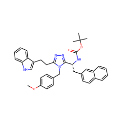 COc1ccc(Cn2c(CCc3c[nH]c4ccccc34)nnc2[C@@H](Cc2ccc3ccccc3c2)NC(=O)OC(C)(C)C)cc1 ZINC000096173890