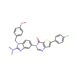 COc1ccc(Cn2c(N(C)C)nc3cc(-n4cnc5cc(-c6ccc(Cl)cc6)sc5c4=O)ccc32)cc1 ZINC000043532336