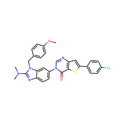 COc1ccc(Cn2c(N(C)C)nc3ccc(-n4cnc5cc(-c6ccc(Cl)cc6)sc5c4=O)cc32)cc1 ZINC000044069541