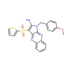 COc1ccc(Cn2c(N)c(S(=O)(=O)c3cccs3)c3nc4ccccc4nc32)cc1 ZINC000002398095