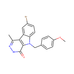 COc1ccc(Cn2c3ccc(Br)cc3c3c(C)n[nH]c(=O)c32)cc1 ZINC000084731672