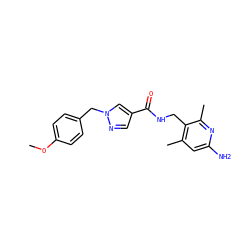 COc1ccc(Cn2cc(C(=O)NCc3c(C)cc(N)nc3C)cn2)cc1 ZINC000114078770
