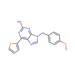 COc1ccc(Cn2cnc3c(-c4ccco4)nc(N)nc32)cc1 ZINC000028523512