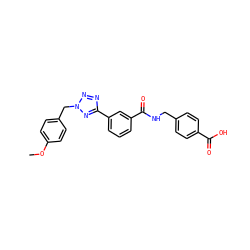 COc1ccc(Cn2nnc(-c3cccc(C(=O)NCc4ccc(C(=O)O)cc4)c3)n2)cc1 ZINC000045386357