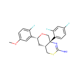 COc1ccc(F)c([C@H]2C[C@H]3CSC(N)=N[C@@]3(c3ccc(F)cc3F)CO2)c1 ZINC000221117105