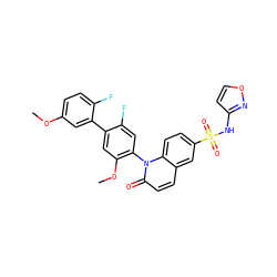 COc1ccc(F)c(-c2cc(OC)c(-n3c(=O)ccc4cc(S(=O)(=O)Nc5ccon5)ccc43)cc2F)c1 ZINC001772593916