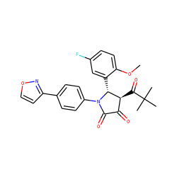 COc1ccc(F)cc1[C@@H]1[C@@H](C(=O)C(C)(C)C)C(=O)C(=O)N1c1ccc(-c2ccon2)cc1 ZINC000169694862