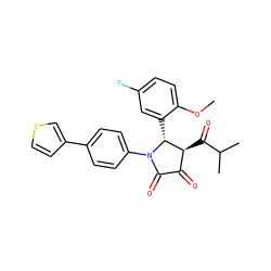 COc1ccc(F)cc1[C@@H]1[C@@H](C(=O)C(C)C)C(=O)C(=O)N1c1ccc(-c2ccsc2)cc1 ZINC000169696234