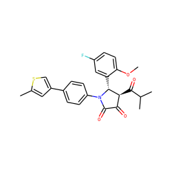 COc1ccc(F)cc1[C@@H]1[C@@H](C(=O)C(C)C)C(=O)C(=O)N1c1ccc(-c2csc(C)c2)cc1 ZINC000169696238