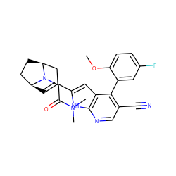 COc1ccc(F)cc1-c1c(C#N)cnc2[nH]c(C3=C[C@H]4CC[C@@H](C3)N4CC(=O)N(C)C)cc12 ZINC000226066434