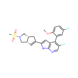 COc1ccc(F)cc1-c1c(F)cnc2[nH]c(C3=C[C@@H]4CN(S(C)(=O)=O)C[C@@H]4C3)cc12 ZINC000226059606