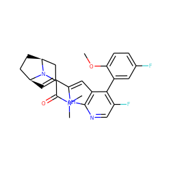 COc1ccc(F)cc1-c1c(F)cnc2[nH]c(C3=C[C@H]4CC[C@@H](C3)N4CC(=O)N(C)C)cc12 ZINC000226054537