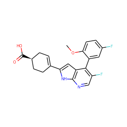 COc1ccc(F)cc1-c1c(F)cnc2[nH]c(C3=CC[C@H](C(=O)O)CC3)cc12 ZINC000226060846