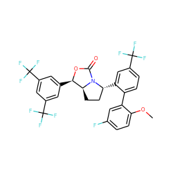 COc1ccc(F)cc1-c1ccc(C(F)(F)F)cc1[C@@H]1CC[C@H]2[C@@H](c3cc(C(F)(F)F)cc(C(F)(F)F)c3)OC(=O)N12 ZINC000169709045
