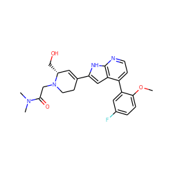 COc1ccc(F)cc1-c1ccnc2[nH]c(C3=C[C@@H](CO)N(CC(=O)N(C)C)CC3)cc12 ZINC000226069156