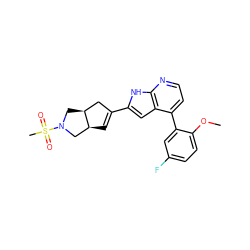 COc1ccc(F)cc1-c1ccnc2[nH]c(C3=C[C@H]4CN(S(C)(=O)=O)C[C@H]4C3)cc12 ZINC000226044789