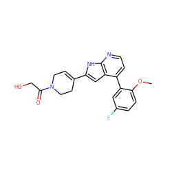 COc1ccc(F)cc1-c1ccnc2[nH]c(C3=CCN(C(=O)CO)CC3)cc12 ZINC000226065067