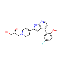 COc1ccc(F)cc1-c1ccnc2[nH]c(C3=CCN(C[C@H](O)CO)CC3)cc12 ZINC000226099258