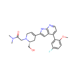 COc1ccc(F)cc1-c1ccnc2[nH]c(C3=CCN(CC(=O)N(C)C)[C@@H](CO)C3)cc12 ZINC000217692184