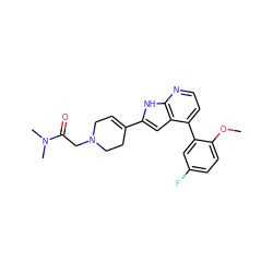 COc1ccc(F)cc1-c1ccnc2[nH]c(C3=CCN(CC(=O)N(C)C)CC3)cc12 ZINC000226081735