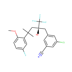COc1ccc(F)cc1C(C)(C)C[C@@](O)(Cc1cc(Cl)cc(C#N)c1)C(F)(F)F ZINC000028862500