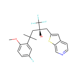 COc1ccc(F)cc1C(C)(C)C[C@@](O)(Cc1cc2ccncc2s1)C(F)(F)F ZINC000035879347