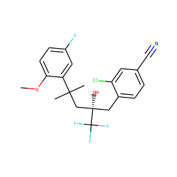COc1ccc(F)cc1C(C)(C)C[C@@](O)(Cc1ccc(C#N)cc1Cl)C(F)(F)F ZINC000028862542