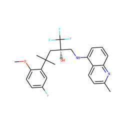 COc1ccc(F)cc1C(C)(C)C[C@](O)(CNc1cccc2nc(C)ccc12)C(F)(F)F ZINC000064548906
