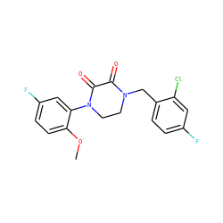 COc1ccc(F)cc1N1CCN(Cc2ccc(F)cc2Cl)C(=O)C1=O ZINC000095565183