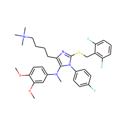 COc1ccc(N(C)c2c(CCCC[N+](C)(C)C)nc(SCc3c(F)cccc3F)n2-c2ccc(F)cc2)cc1OC ZINC001772576752