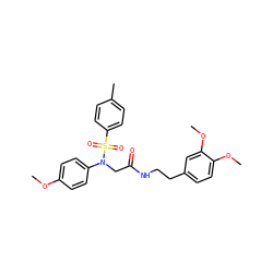 COc1ccc(N(CC(=O)NCCc2ccc(OC)c(OC)c2)S(=O)(=O)c2ccc(C)cc2)cc1 ZINC000003117287