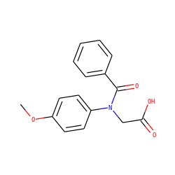 COc1ccc(N(CC(=O)O)C(=O)c2ccccc2)cc1 ZINC000020231520