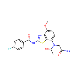 COc1ccc(N(CC(N)=O)C(C)=O)c2sc(NC(=O)c3ccc(F)cc3)nc12 ZINC000053294341
