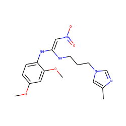 COc1ccc(N/C(=C/[N+](=O)[O-])NCCCn2cnc(C)c2)c(OC)c1 ZINC000139808530