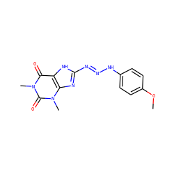 COc1ccc(N/N=N/c2nc3c([nH]2)c(=O)n(C)c(=O)n3C)cc1 ZINC000100717459