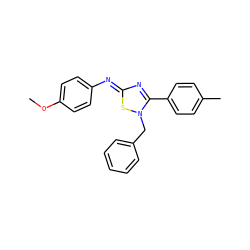 COc1ccc(N=c2nc(-c3ccc(C)cc3)n(Cc3ccccc3)s2)cc1 ZINC000334157790
