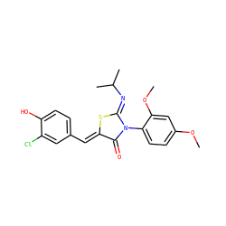 COc1ccc(N2C(=O)/C(=C/c3ccc(O)c(Cl)c3)S/C2=N\C(C)C)c(OC)c1 ZINC000049069016