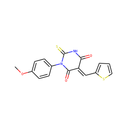 COc1ccc(N2C(=O)/C(=C/c3cccs3)C(=O)NC2=S)cc1 ZINC000001247089