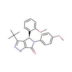 COc1ccc(N2C(=O)c3[nH]nc(C(C)(C)C)c3[C@H]2c2ccccc2OC)cc1 ZINC000144634399