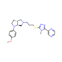COc1ccc(N2CC[C@@H]3CN(CCCSc4nnc(-c5cnccn5)n4C)C[C@H]32)cc1 ZINC000653724967