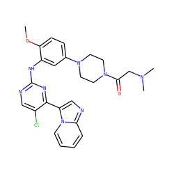 COc1ccc(N2CCN(C(=O)CN(C)C)CC2)cc1Nc1ncc(Cl)c(-c2cnc3ccccn23)n1 ZINC000168456465