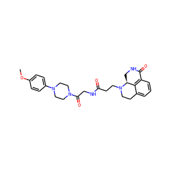 COc1ccc(N2CCN(C(=O)CNC(=O)CCN3CCc4cccc5c4[C@@H]3CNC5=O)CC2)cc1 ZINC000095583416