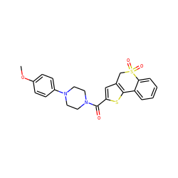 COc1ccc(N2CCN(C(=O)c3cc4c(s3)-c3ccccc3S(=O)(=O)C4)CC2)cc1 ZINC000009407519