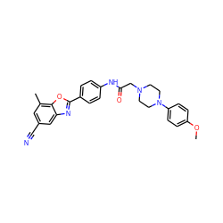 COc1ccc(N2CCN(CC(=O)Nc3ccc(-c4nc5cc(C#N)cc(C)c5o4)cc3)CC2)cc1 ZINC000066105076